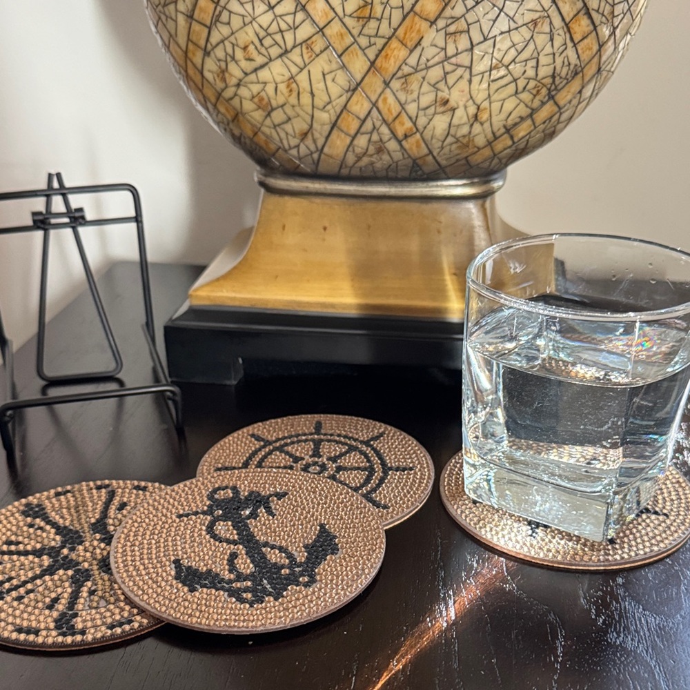 🌊 Handcrafted Nautical Diamond Art Coasters – Acrylic | Set of 4 Gift Ready - Picture 3 of 6